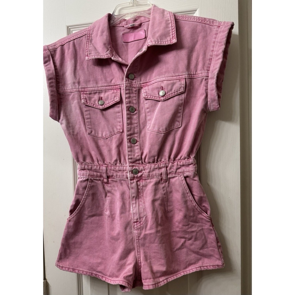 Blanknyc Pink Cotton Button Front Romper, Size XS PREOWNED‎ - Picture 5 of 14